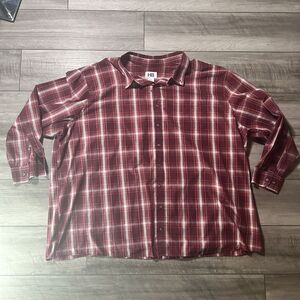 HB Harbor Bay Shirt Mens 4XL Red Plaid Button Down Long Sleeve
